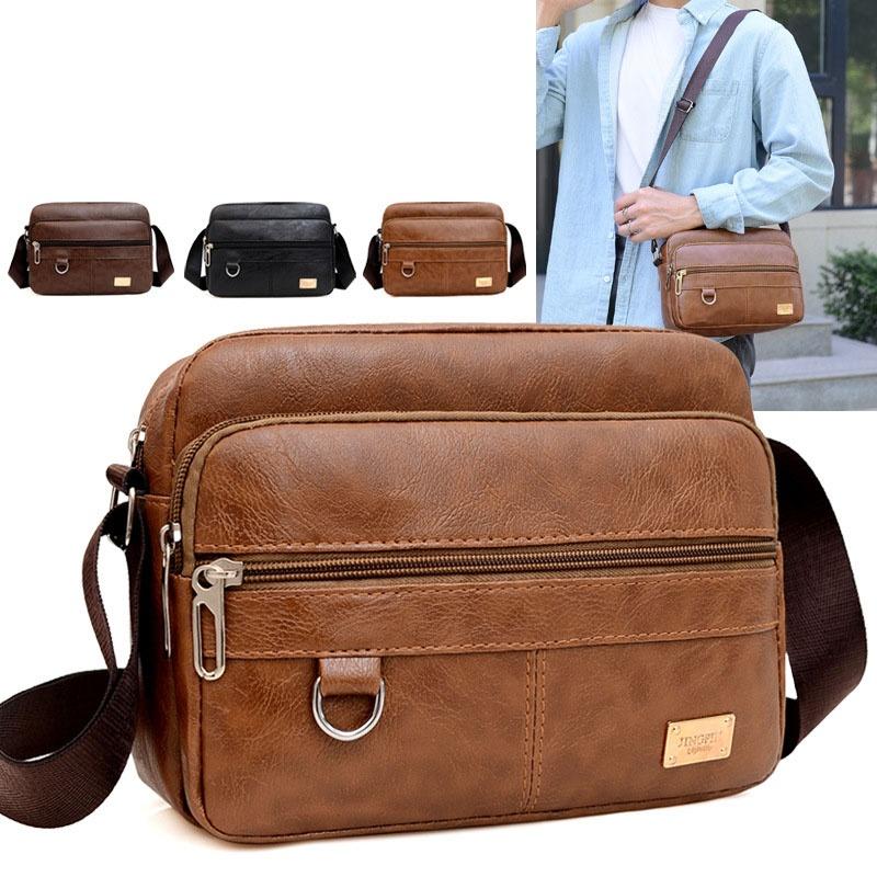 Structured Handbag Work - レザーメンズスリングバッグメッセンジャーショルダークロスボディバッグ大容量ハンドバッグ多機能ワークバッグ