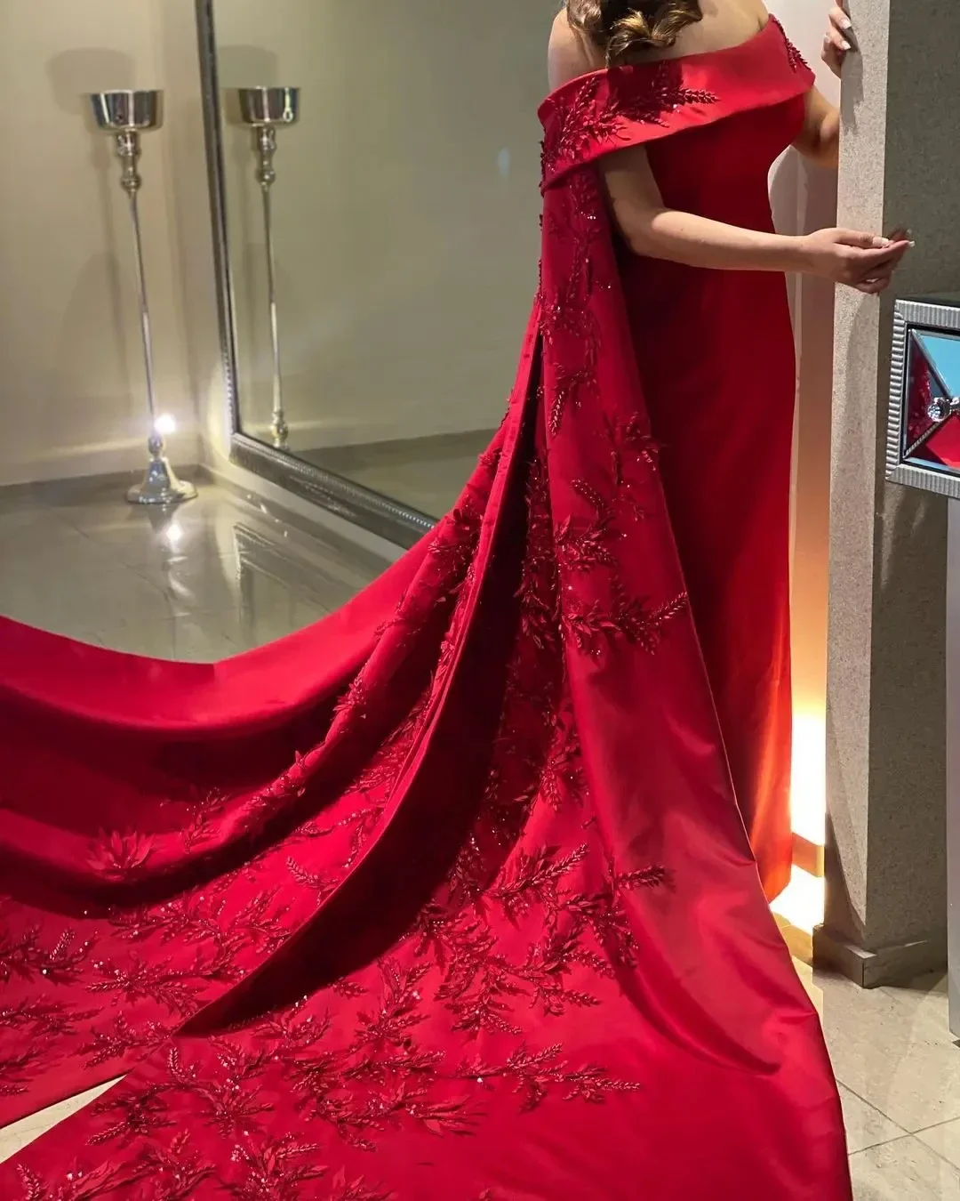 Women Formal Wear For Party - カスタマイズされたアンクル丈シースドレス、イブニングパーティー、レディースウェア、ビーズアップリケ、ロングラップ、プロムドレス、ジッパーバック、ベスティドス