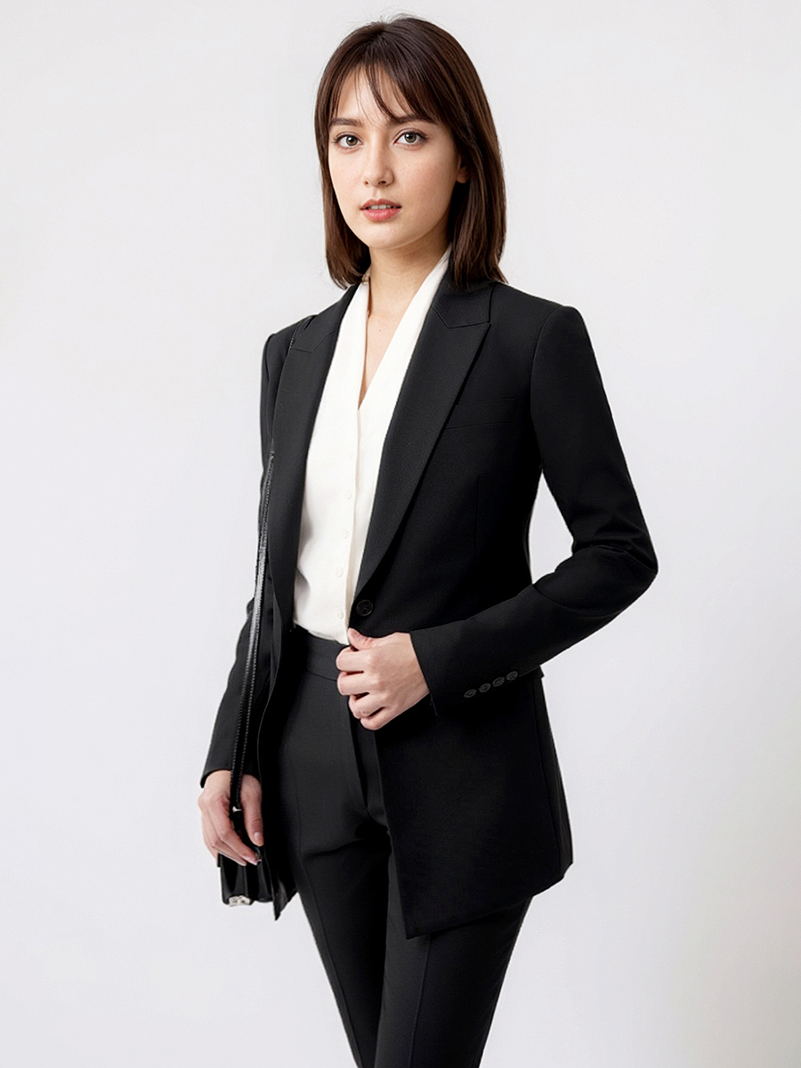 Women Formal Wear For Party - 黒のシングルボタンブレザーとパンツセット,フォーマルウェア,1ボタン,パーティーとステージウェア,オフィスウーマン,秋,春,s 2XL