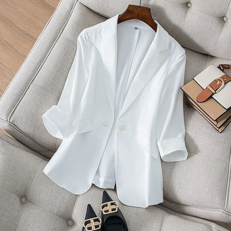 Women Formal Wear For Plus Size - 女性用スリムダイヤモンドスーツ,オフィスウェア,仕事用ジャケット,ラージサイズ,ボタン,韓国ショートコート,ファッション
