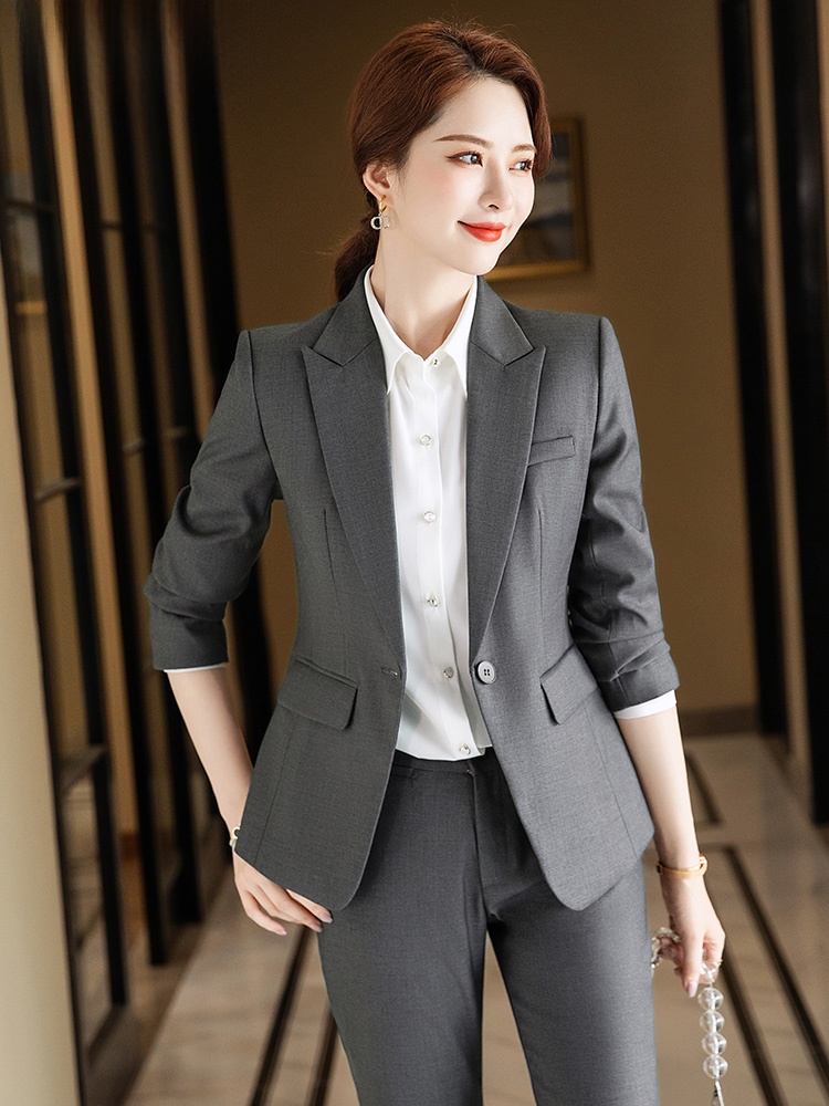 Women Formal Wear For Interview - グレースーツセット 女性用 春秋 ハイエンド ホテルマネージャー 作業服