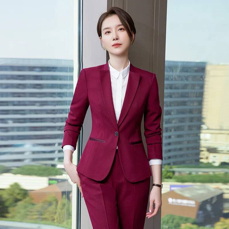 Women Formal Wear For Interview - レディースオフィスワークウェアスーツフォーマルOLスタイルパンツスーツ女性用ブレザー女性用プロフェッショナルキャリアインタビュー用ズボンセット