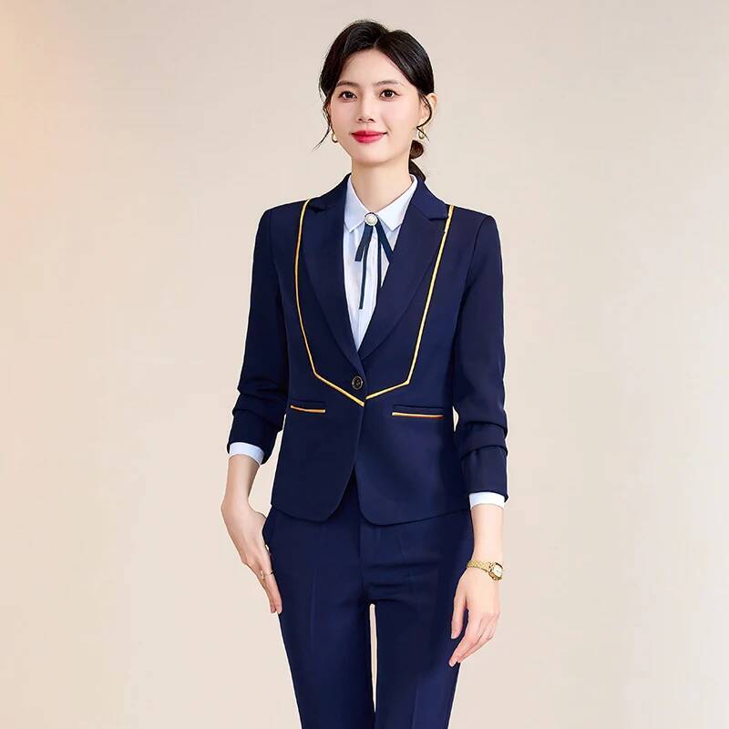 Women Formal Wear For Interview - レディースオフィスワークウェアスーツフォーマルパンツスーツ女性用プロフェッショナルブレザー秋冬キャリア面接衣装セット