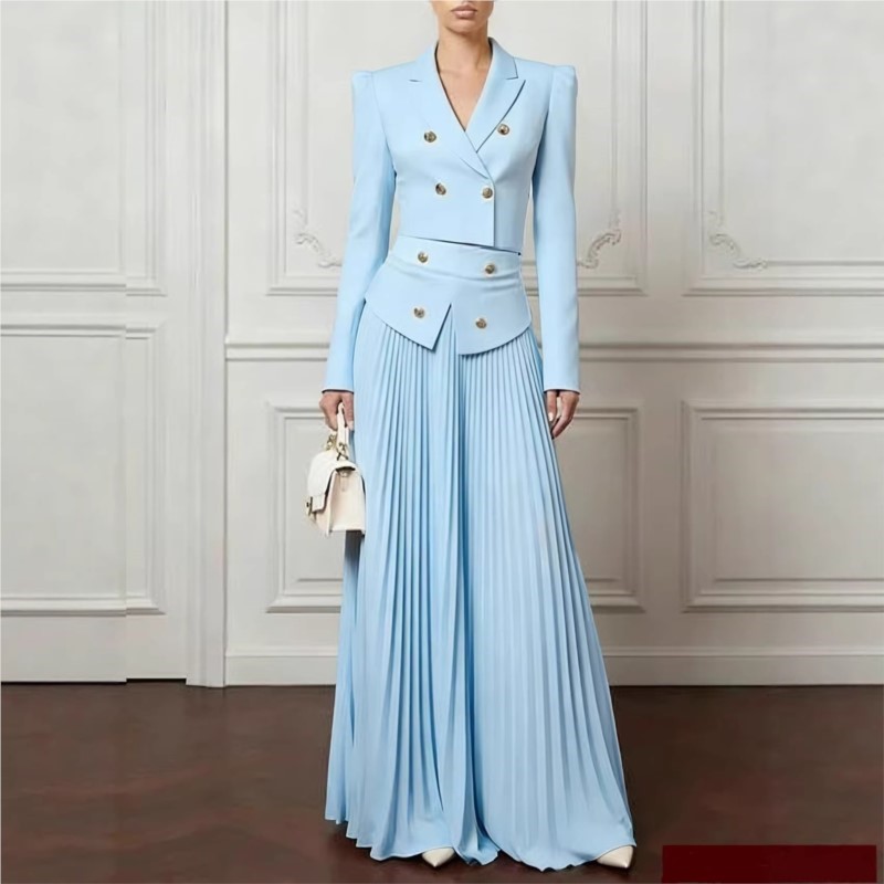 Women'S Formal Wear Suits - エレガントな気質の2ピースセット、ラペルボタンブレザーコートジャケット＆プリーツスカートスーツ、女性用ソリッドスーツ、オフィスレディー向け衣装