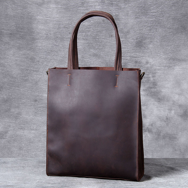 ヴィンテージ本革メンズハンドトートバッグシンプルなクレイジー - Structured Handbag Work のレビューと価格