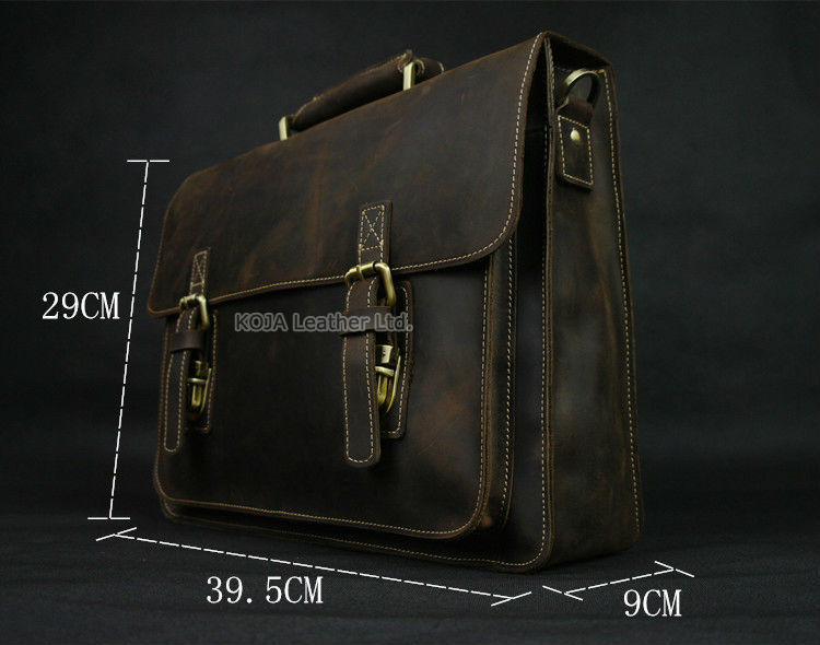 男性用クレイジーホースヴィンテージレザーバッグ,15インチノ - Structured Handbag Work のレビューと価格