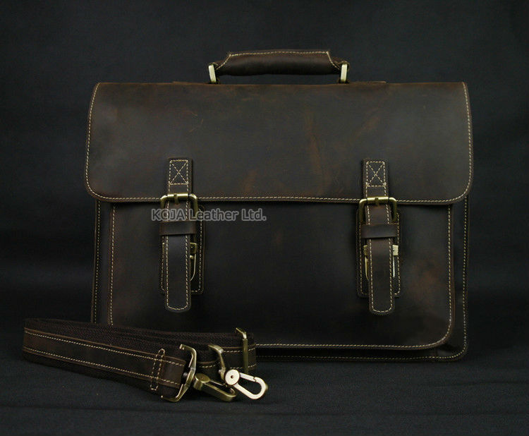男性用クレイジーホースヴィンテージレザーバッグ,15インチノ - Structured Handbag Work のレビューと価格