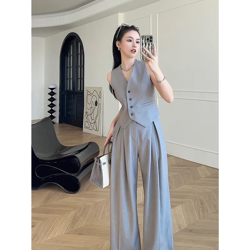 レディースノースリーブベストワイドレッグパンツセット - フ - Women'S Formal Wear Suits のレビューと価格