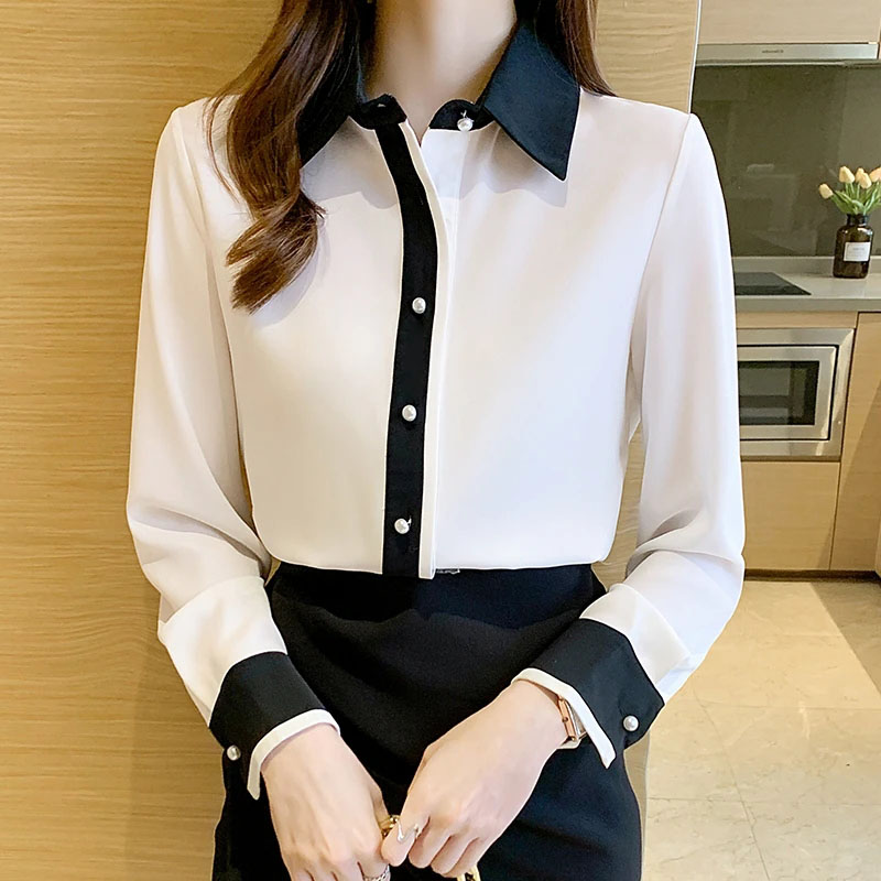 女性用ホワイトシフォンシャツ韓国シックなシングルブレストコン - Women'S Formal Wear Suits のレビューと価格