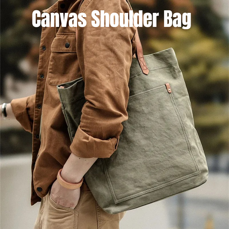 メンズキャンバスレザートートバッグ ヴィンテージ 本革 大容 - Structured Handbag Work のレビューと価格