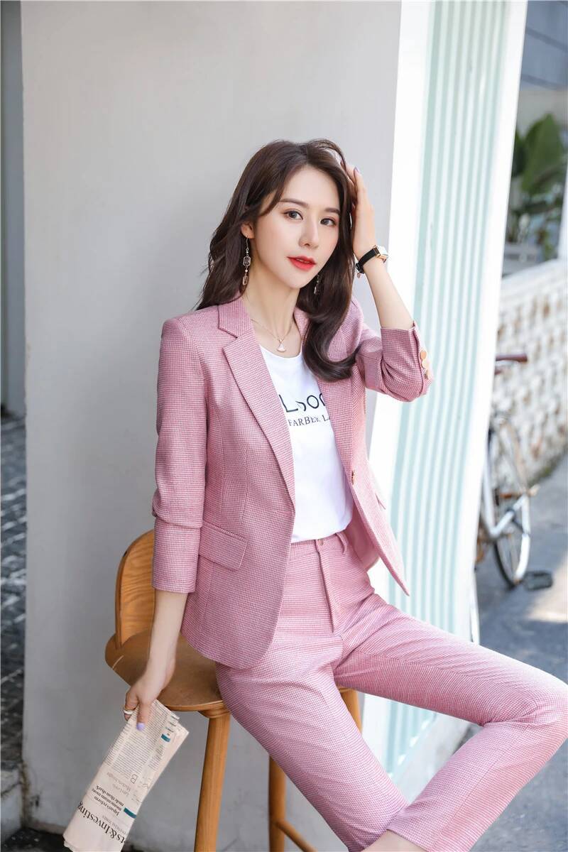 斬新なグリーンの制服デザイン、女性用パンツスーツ、ビジネスワ - Women Formal Wear For Interview のレビューと価格