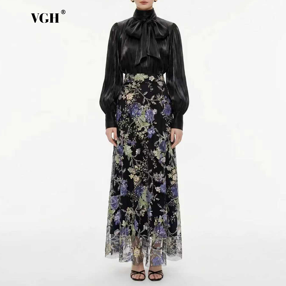 VGH エレガントシック ブラックフローラル ツーピースセッ - Women Formal Wear With Skirt のレビューと価格