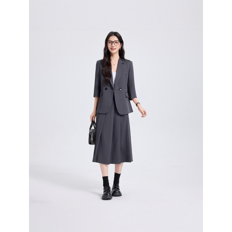 ネイビーブルーの女性用スーツセット、春と秋用、新しいプロフェ - Women Formal Wear For Interview のレビューと価格