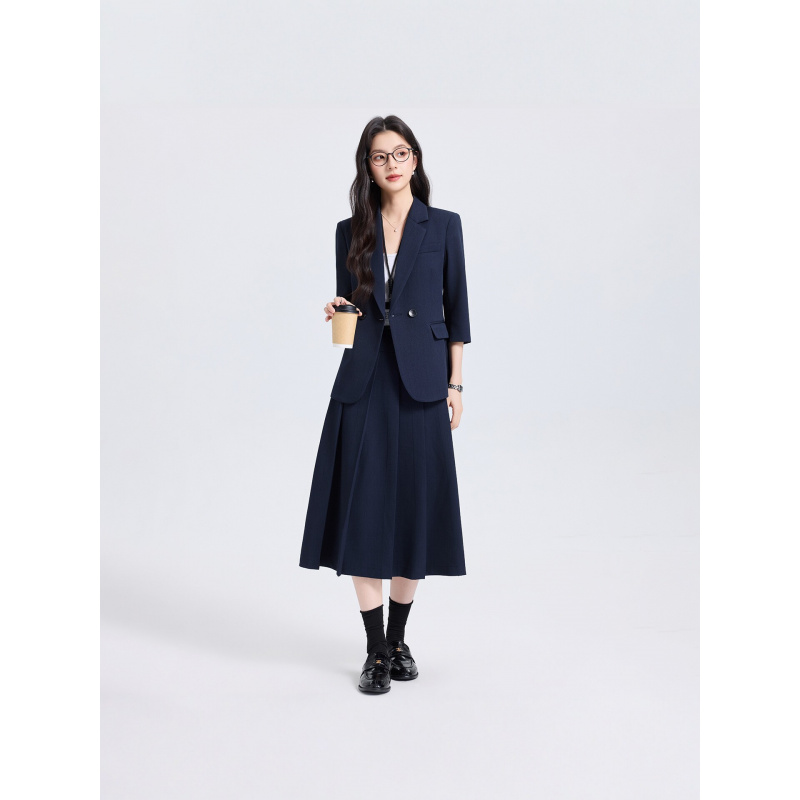 ネイビーブルーの女性用スーツセット、春と秋用、新しいプロフェ - Women Formal Wear For Interview のレビューと価格