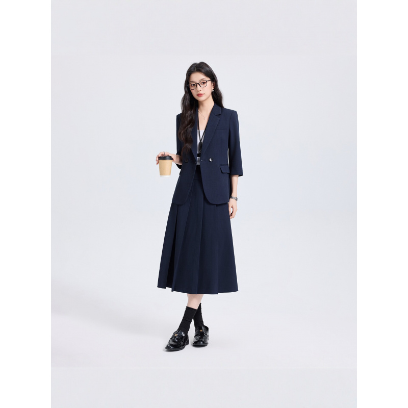 ネイビーブルーの女性用スーツセット、春と秋用、新しいプロフェ - Women Formal Wear For Interview のレビューと価格