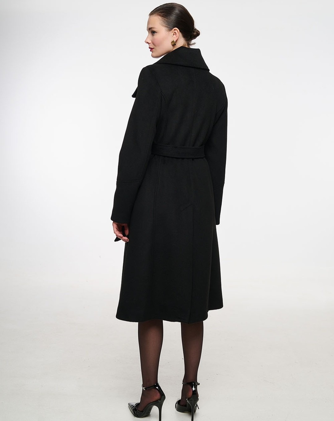 ヴィンテージ風黒スタンドカラー女性用ウールコート、プラスサイ - Women Formal Wear For Plus Size のレビューと価格