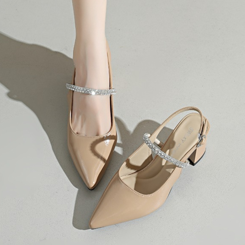 レディース スクエアトゥ ラインストーン アンクルストラップ - Formal Women Daily Wear Shoes のレビューと価格