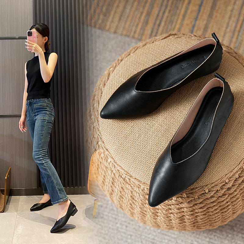 春と秋のファッション新しいスクエアヘッドソフトレザーワークシ - Women'S Work Fashion のレビューと価格